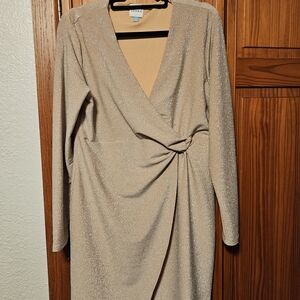 Elegant Beige Wrap Dress